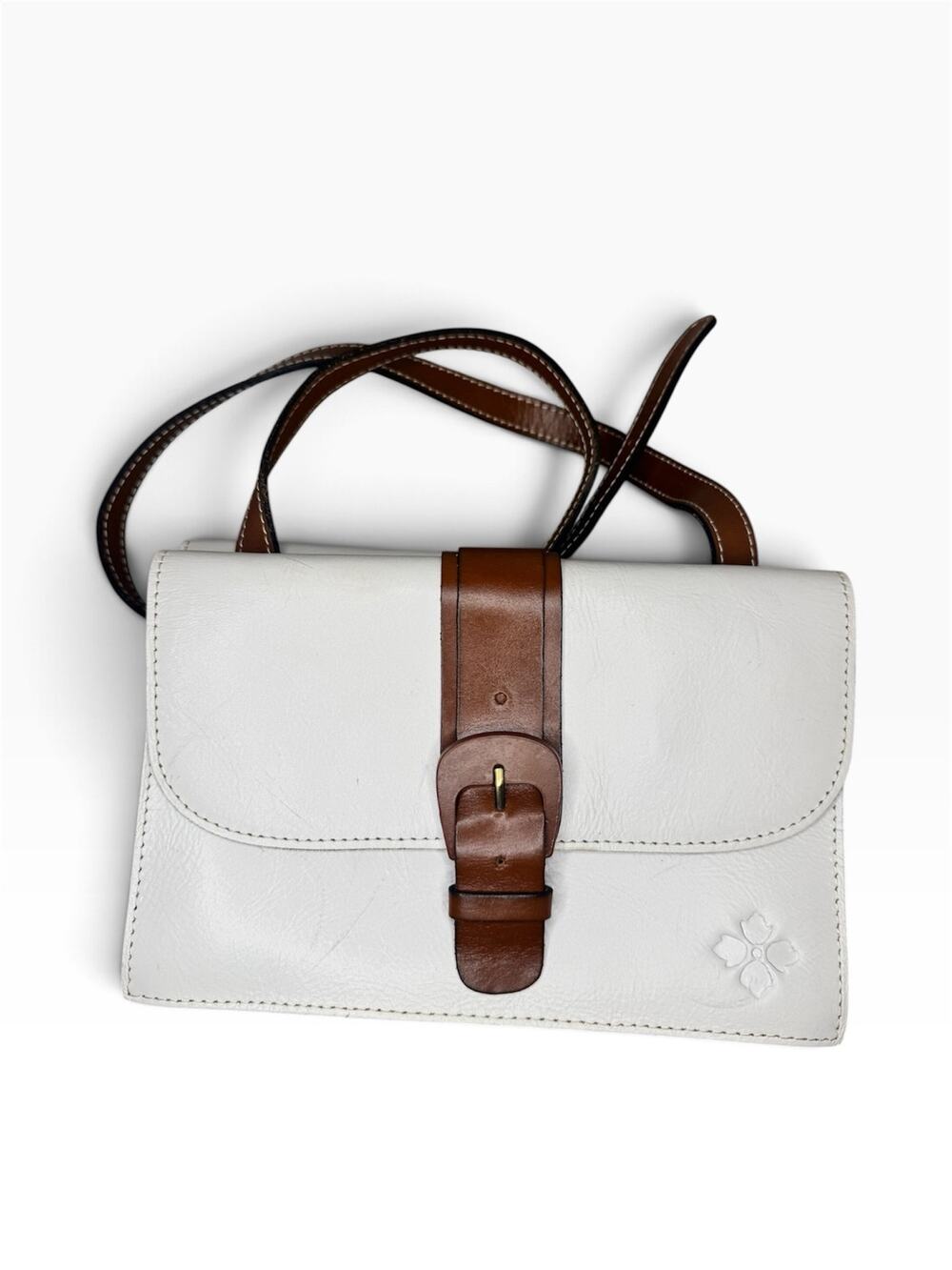 Patricia Nash Tauriana Crossbody White Leather Organizer Purse